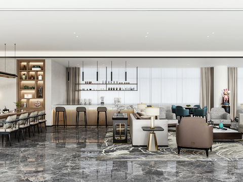  新中式会所水吧会客室3d模型 