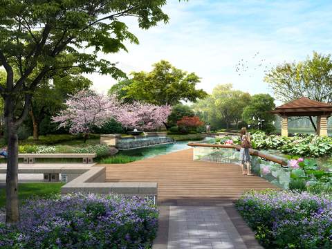  现代公园景观psd 