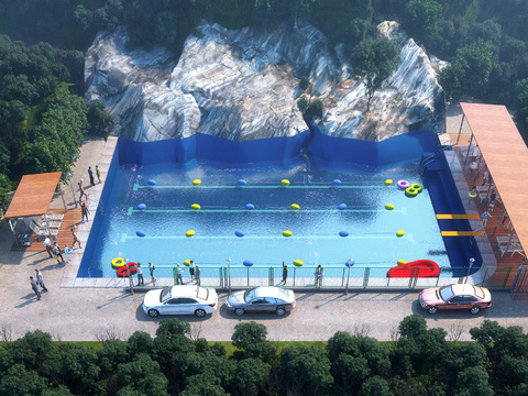  户外游泳池 露天游泳池3d模型 