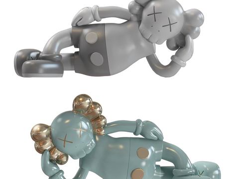  现代kaws玩偶雕塑3d模型 