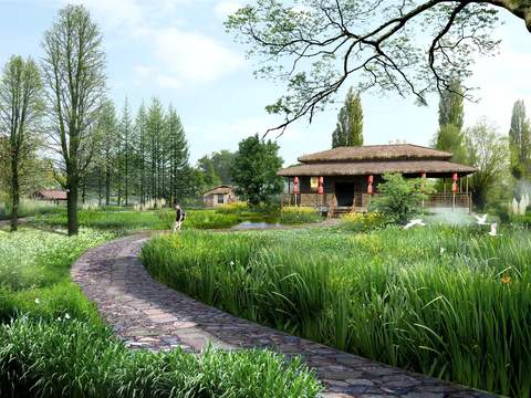  现代生态新农村园林景观psd 