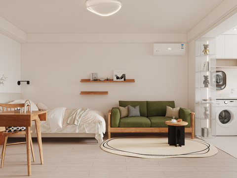  奶油风公寓3d模型 