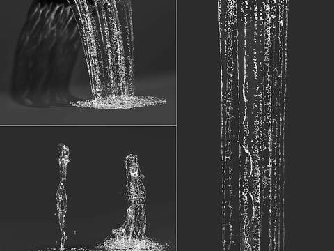  现代庭院水流喷泉3d模型 