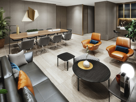  现代办公接待室3D模型 