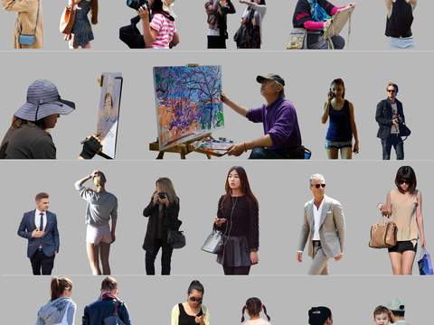  拍照人物 画画人物 行人psd 