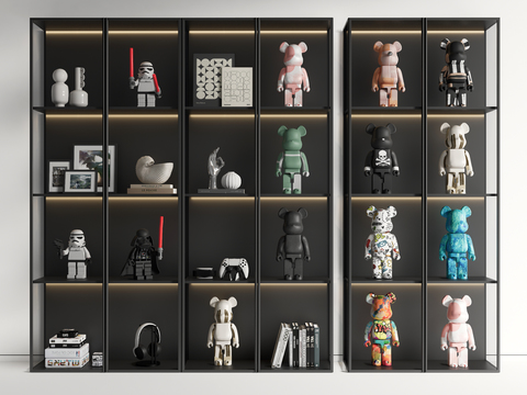  Minotti 手办柜 玩具陈列柜 潮玩展示柜3d模型 