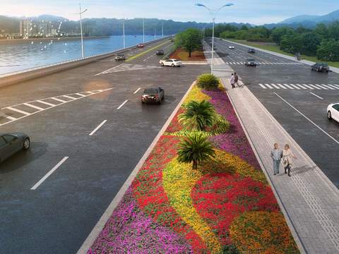  现代道路景观psd 