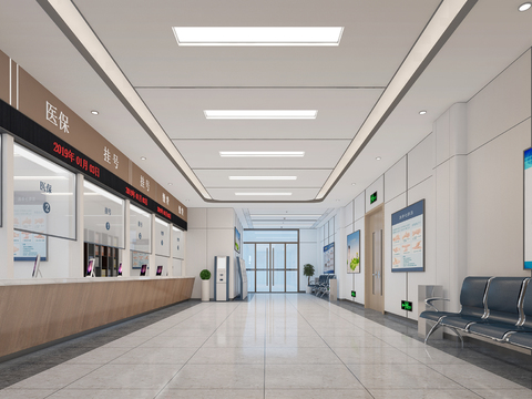  现代医院大厅3d模型 