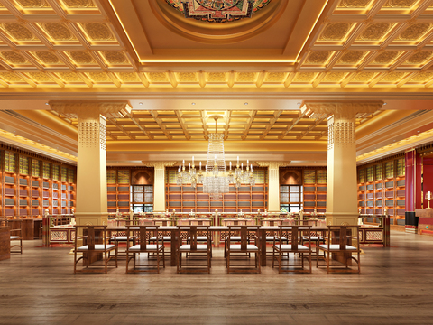  中式寺庙藏经阁3d模型 