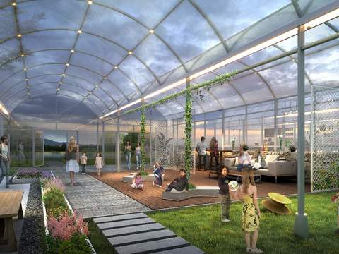  现代棚内网红餐厅psd 