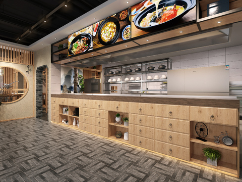  新中式面馆中餐厅3d模型 