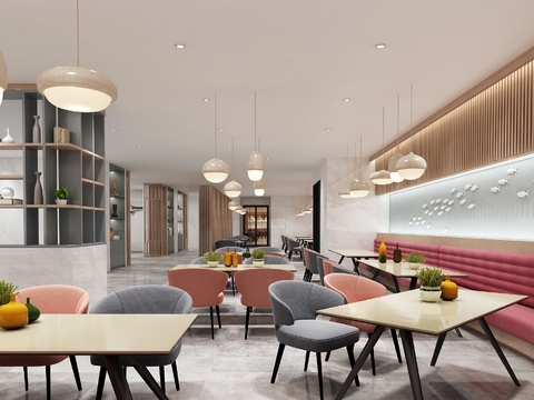  后现代餐厅卡座3d模型 