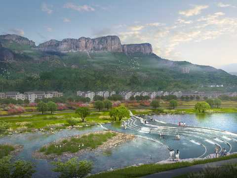  湿地公园 亲水平台psd 