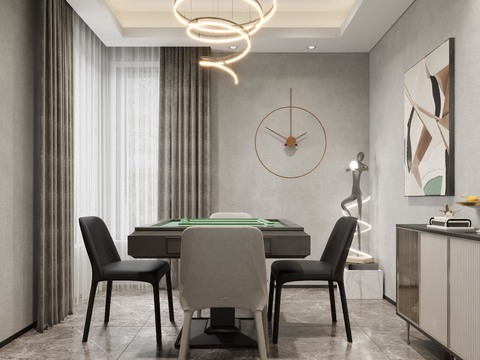  现代棋牌室3d模型 