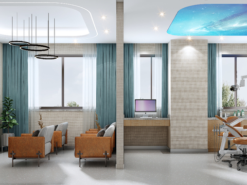  现代牙科诊室3d模型 