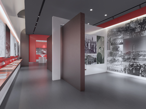  现代党史党建展厅3d模型 
