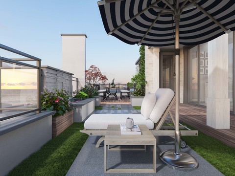  现代阳台露天花园3d模型 