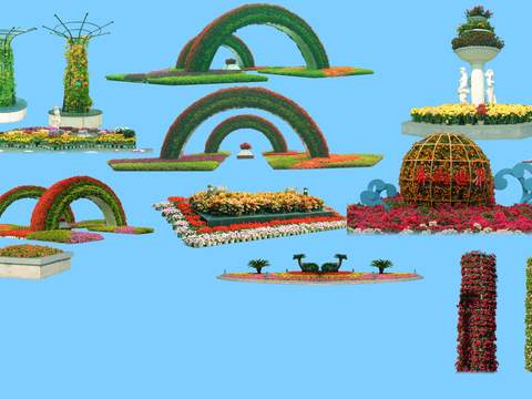  现代绿植花草灌木丛psd 