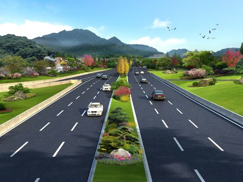  现代道路桥梁鸟瞰psd 