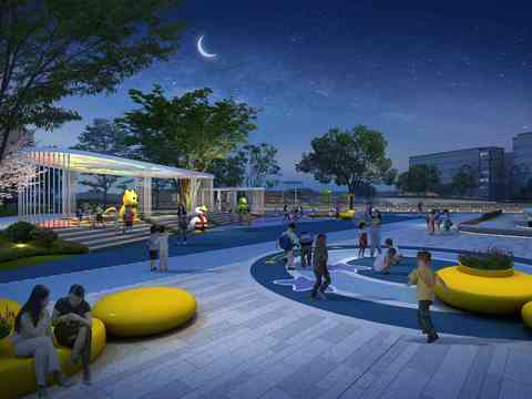  现代公园夜景psd 