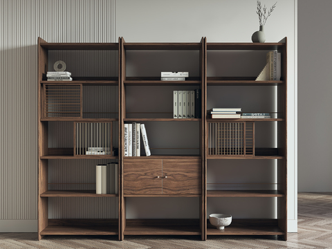 新中式实木书架3d模型