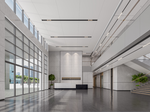  办公楼大堂 写字楼大堂3d模型 