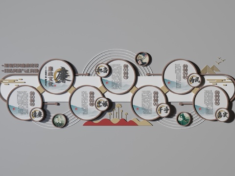  现代廉政文化墙3d模型 