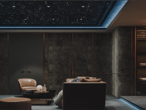  现代星空顶影音室视听室3d模型 