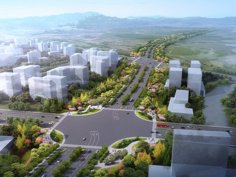  道路鸟瞰景观psd 