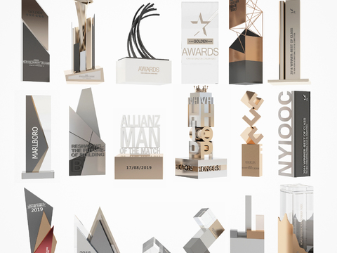  现代奖杯组合3d模型 