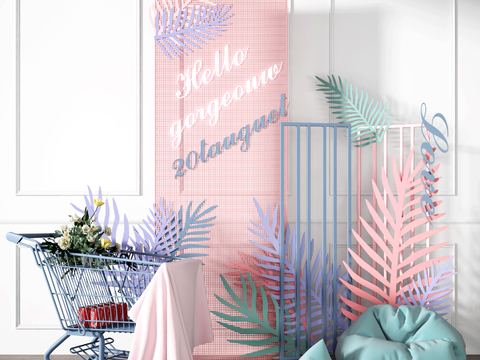  现代网红店橱窗美陈3d模型 