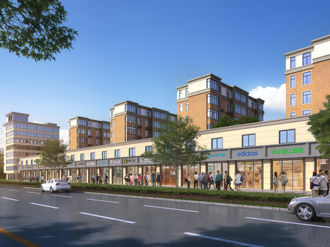  现代商业楼建筑外观psd 