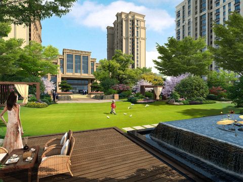  现代庭院公园园林景观psd 