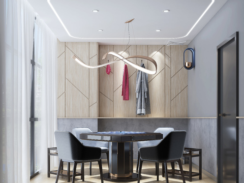  现代棋牌室3d模型 