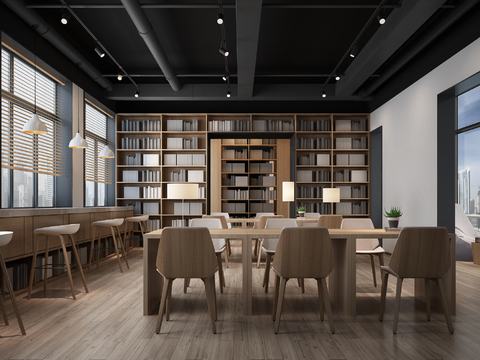  现代书店书吧3d模型 