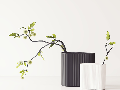  花瓶 花艺 水生植物3d模型 