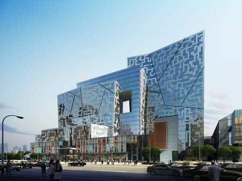  现代商业楼建筑外观psd 