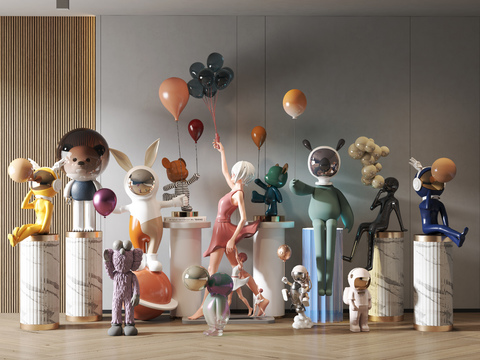  卡通雕塑 潮玩摆件3d模型 