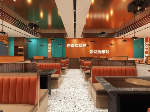  韩式烤肉店 烧烤店3d模型 