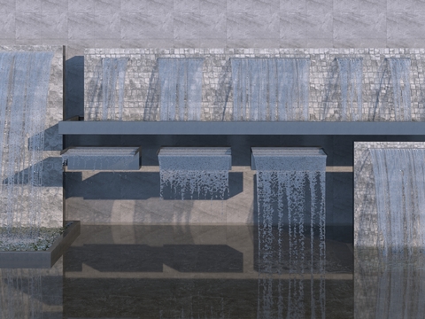  水景小品 水池3d模型 