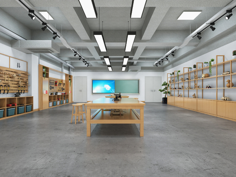  现代手工艺培训教室3d模型 