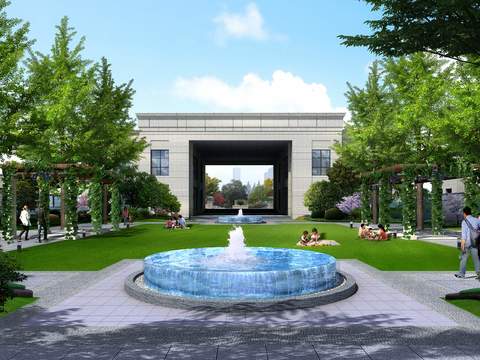  现代小区亲子公园园林psd 