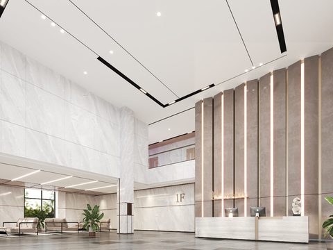  现代行政办公大厅3d模型 