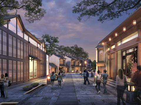  现代商业街夜景psd 