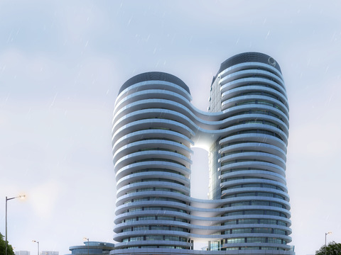  现代办公楼外观psd 