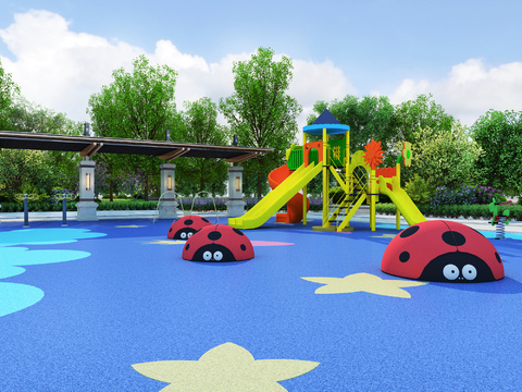  现代小区公园广场3d模型 