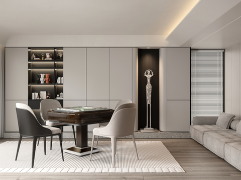  现代棋牌室 麻将房3d模型 