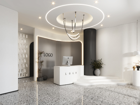  现代瑜伽房大厅前台3d模型 