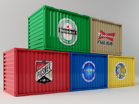  现代啤酒集装箱3d模型 