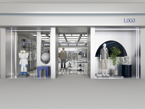  潮流男装 服装店3d模型 